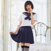 セーラー服 青 青い襟 コスプレ 女子高生制服 萌え萌え 蝶結び 3点セット