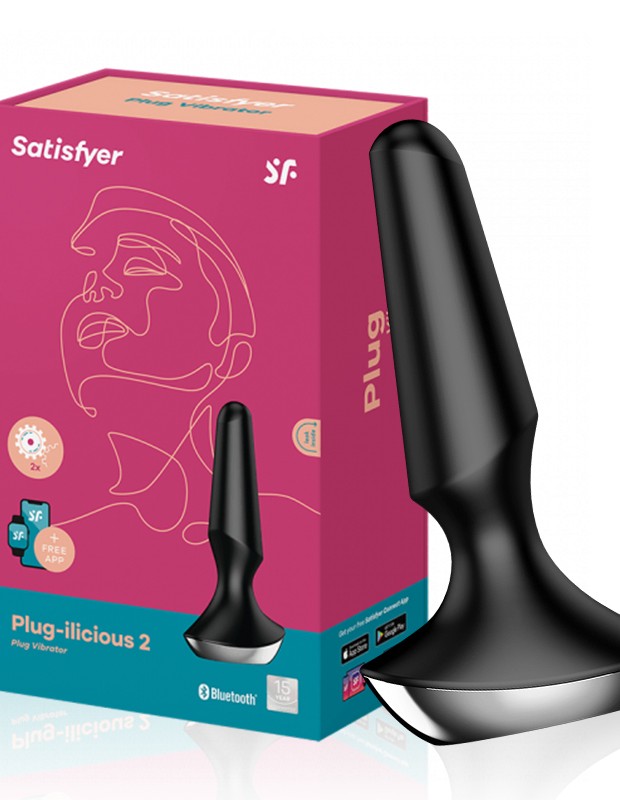 Satisfyer Plug-ilicious 2 アナルバイブ 前立腺刺激 遠隔操作  黒・銀 大人のおもちゃ